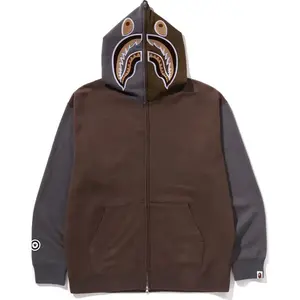 Bape Shark Pull Zip Hoodie #2 Brown/Grey