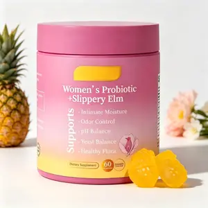 Her Juicy Feminine Probiotics Gummies 60 Count Hawaiian Pineapple | All-in-One Formula with Slippery Elm, Prebiotics & Lactobacillus Blend, Edible Women’s Supplement for pH Balance & Dryness Relief