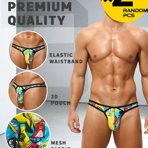 Randomly select 2-4 pieces of cartoon comic-themed underwear for boys, mesh printed triangle pants, soft, comfortable and breathable, summer new style underwear for boys, Elastic Underwear