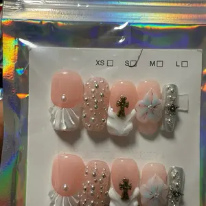 1 inches Short Square Acrylic Press-On Nails with Small Medium & Large