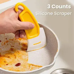 3 Counts Heat Resistant Silicone Scraper 15x6cm Non Stick Kitchen Tool for Cleaning Mixing Baking Cooking Durable Safe Versatile Use
