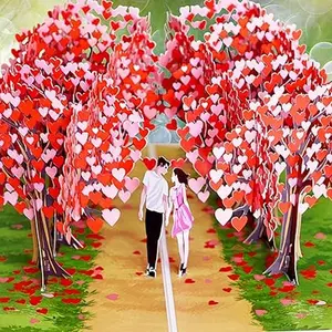 Valentines Day Card | Pop Up Anniversary Card for Wife Her Fiance Parents | 3D Wedding Birthday Card for Significant Other (Size 6x8 In - Romantic Couple Heart Tree Path).