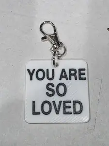 YOU ARE SO LOVED Keychain - Stylish Keyring with Silver Tone Hook and Black Lettering - Perfect Gift for Loved Ones Heart