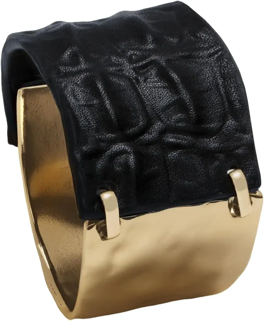 Leather Bracelet for Women Black Leather Golden Bracelet Bangle Chunky Leather Wrap Bracelet for Women Statement Jewelry Gift