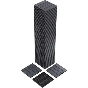 48-Pack 12"x12" Interlocking Composite Deck Tiles – Waterproof Outdoor Patio Flooring, All-Weather Wood-Grain Plastic Tiles for Balcony, Poolside & Garden, Easy Snap-Together Design (Grey, 48 Sq Ft)