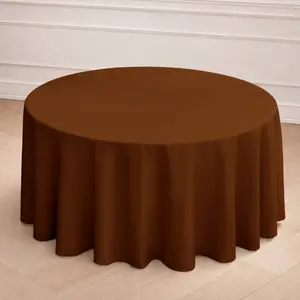 Polyester 120" Round Tablecloth Cinnamon Brown - Seamless Wrinkle-Resistant Table Cover