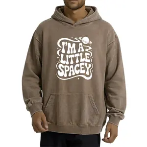 Cozy Washed Hoodie Featuring Space Telescope and Astronomy-Inspired Planet and Star Designs