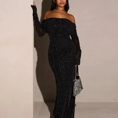 joyce maxi dress black Joyce Maxi Dress Black Sparkle