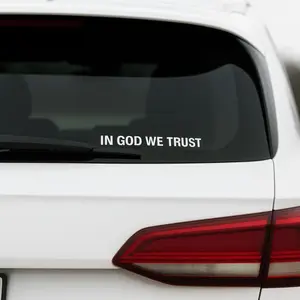 Car Decal "IN GOD WE TRUST" 2inch x 6 inch Sticker for Smooth Surfaces Simple Design with Text Message for Vehicle Exterior