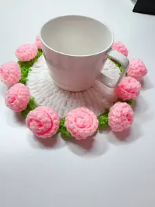 Crochet Rose Coaster and Foldable Flower Bouquet all in one