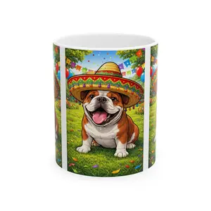 Bulldog in Sombrero Mug | Fiesta Dog Ceramic Mug