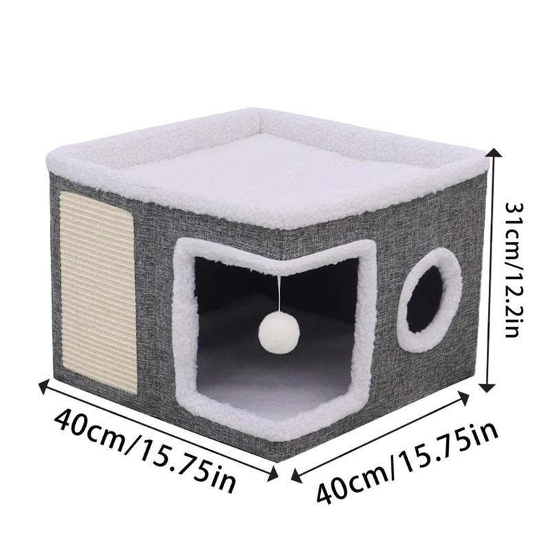 Extra Large Cat Condo Foldable Two Story Sisal Scratching House with Removable Washable Mat Soft Nest for Kittens Adult Cats Multi Functional Pet Furniture Extra Large Cat Condo Foldable Two Story Sisal Scratching House with Removable Washable Mat Soft Nest for Kittens Adult Cats Multi Functional Pet Furniture