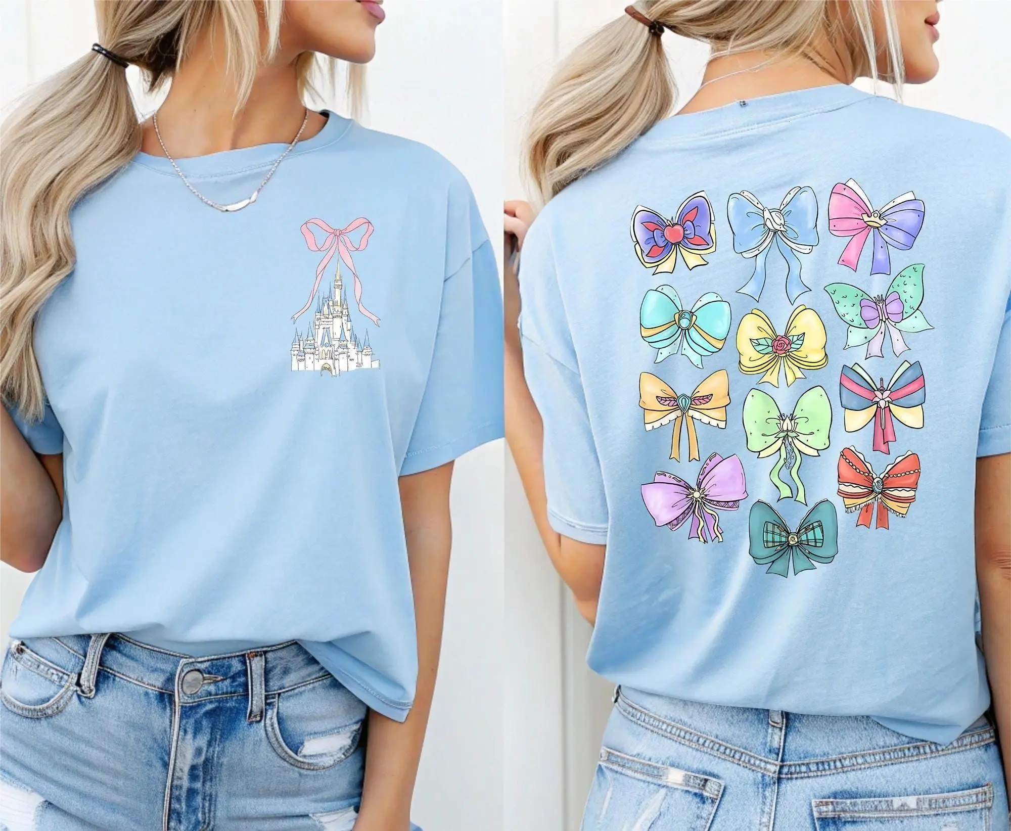 Princess Coquette Shirt Princess Bow Coquette Shirt Two Sided Princess Shirt Girls Castle Trip Shirts