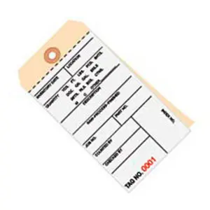 The Packaging Wholesalers B43313 No. 8 2-Part Carbonless Inventory Tag, 6-.25 x 3-1/8", 10 Point Manila Base Stock, White & Manila, 3500-3999 Range, Pack of 500, Keeps Inventory in Check