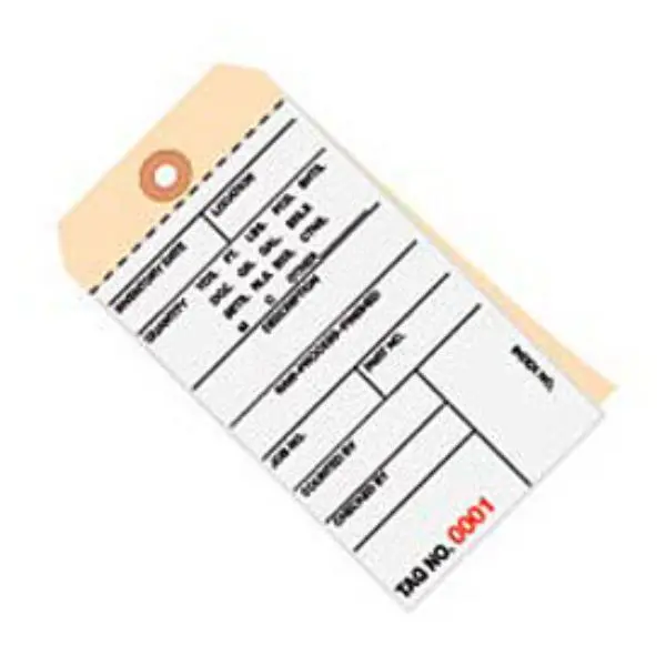 The Packaging Wholesalers B43313 No. 8 2-Part Carbonless Inventory Tag, 6-.25 x 3-1/8", 10 Point Manila Base Stock, White & Manila, 3500-3999 Range, Pack of 500, Keeps Inventory in Check