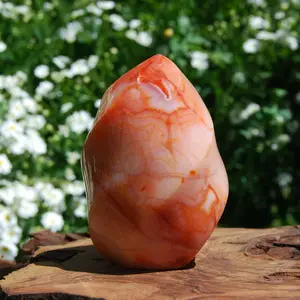 1lb Large Chunky Carnelian Crystal Flame Tower, Orbicular Carnelian Agate, Madagascar