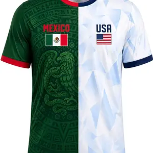 Custom Mexican and USA Soccer Jersey, Personalized Name Binational Football Top