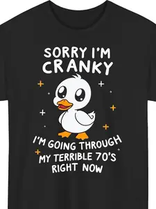 Funny Terrible 70s Duck Vintage T-Shirt - 100% Cotton Soft Retro 70s Graphic Tee with 70s Duck Design, Unisex S-XXXL Sizes, Drop Shoulder Crew Neck Short Sleeve Shirt for Men & Women, Casual 70s Outfit or Casual Attire