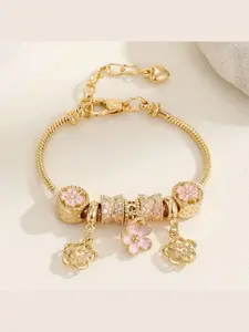 DIY Bead Jewelry Making Kit, Trendy Rhinestone Flower Metal Accessories, Copper Chain Pendant Set, Perfect for Crafting & DIY Projects, DIY Beading Accessories
