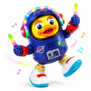 Dancing Astronaut Duck Toy for Kids, Musical Light Up Robot Duck with Walking Action, Sounds and Interactive Play