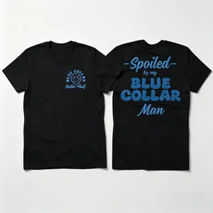 Women's Cute Short-Sleeve Spoiled Blue Collar Man Graphic T-Shirt - Classic Pregnancy-Friendly Everyday Top with Soft Fabric, Ideal for Casual Summer Outfits with Jeans