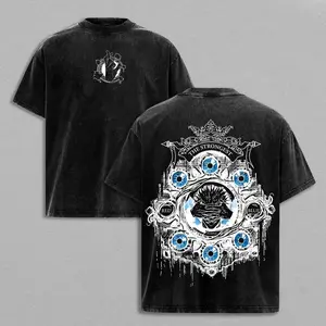 valentine shirts Gojo Satoru Six Eyes Tee Washed – Vintage Oversized Heavy Cotton Jujutsu Kaisen Execution Culling Game The Movie T-Shirt, Double Printed Retro Unisex Streetwear Graphic Top, Menswear Underwear Oversize Anime Manga JJK T-Shirt