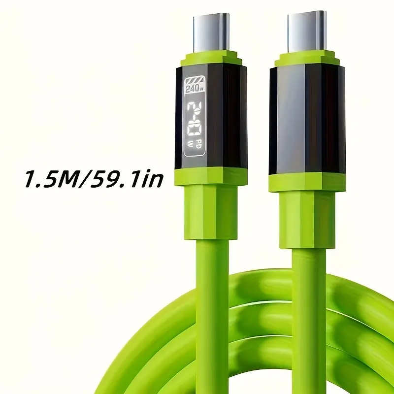 2pcs 240W Ultra-Fast Charging Data Cable, Real-Time Power Display, Fast and Safe Device Charging, Type-C to Type-C, Suitable for iPhone 15, 16, 17, Samsung, Huawei, Honor, Xiaomi, OnePlus, POCO, OPPO, VIVO, and Other Smartphones and Tablets for Data, Mobi