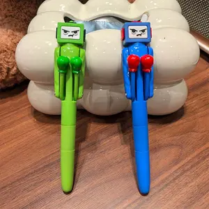 2 PCS Boxing Robot Pen, Funny Ballpoint Pens Novelty Pen with Punching Arm and Crisp Button Sound Blue/Green Colors Funny Teacher Pens Gift for Christmas Birthday School Office Smooth Writing