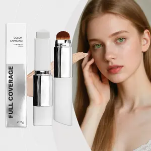 OLIBOLLA 2-in-1 Color Changing Foundation Concealer Stick with Built-In Brush, Tone-Adapting Flawless Full Coverage Foundation