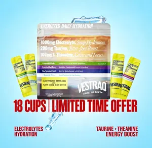 VESTRAO Hydration Energy Electrolyte Powder – 1000mg Scientific Blend with Taurine & L-Theanine for Calm Focus & Smooth Energy – Superfood Drink Mix Enhanced with Coconut Water Blue Spirulina Protein,magnesium complex Acai & Matcha  Zero Sugar Stick Packs