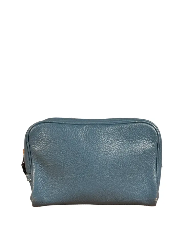 Pre-owned HERMÈS Leather Shoulder Bags Hermes Blue Cosmetic Pouch