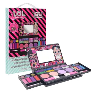 L.O.L. Surprise! Cosmetic Compact Set Includes Mirror, 14 Lip glosses, 8 Eye Shadow, 4 Blushes & 4 Brushes Colorful Portable Foldable Makeup Beauty Kit for Girls