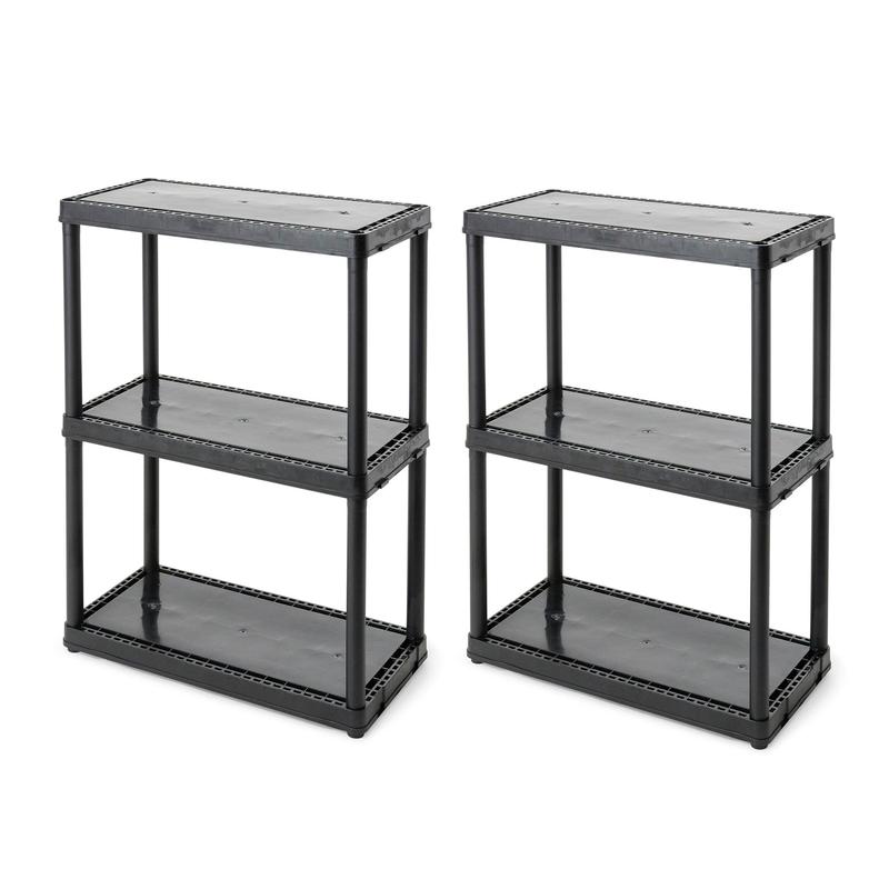 Gracious Living Light Duty Storage Shelving Unit Organizers, 3 Shelf (2 Pack)