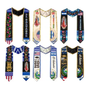 [6 Styles] Salvadorans American Flag Graduation Sash 2025, El Salvador Graduation Stole Class of 2025