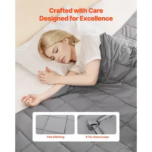 VEVOR Weighted Blanket, 20 lbs, 60x 80 in Queen Size, Sherpa Fleece Heavy Blanket with Glass Beads, Soft Warm Cozy Fluffy Touch, for 200-250 lbs Adults, Anxiety Stress Relief, Improve Sleep, Grey