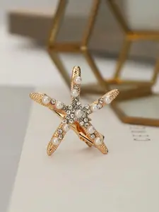 Women's Starfish Gold Hair Clips Pearl Summer Beach Hair Accessories Gold One-Size