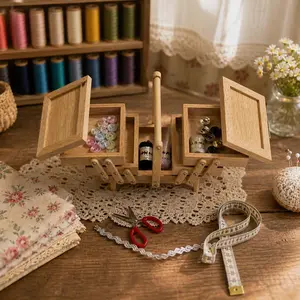 1:12 Scale Dollhouse Miniature Sewing Kit, Wooden Box, 30pcs