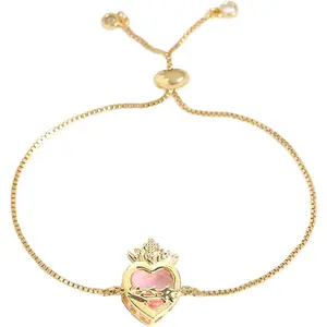 Red/ Zircon / Plated Sacred Heart of  Bracelets For Women Immaculate Heart of Mary Charm Bracelet   for Christian Gifts