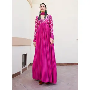 Pink-purple anarkali and dupatta