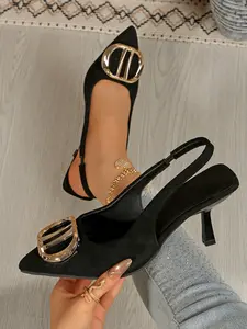 Women's Trendy Metal - Buckle Slingback Sandals, Stylish Comfortable Walking - Friendly Outdoor Spring & Summer Footwear, Female All - Match Elegant Casual Shoes for Daily Strolls & Leisure Outings, Girl, Easy - Wear Fashion Sandals