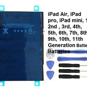 Battery for iPad 3 / iPad 4th / 5th / iPad 6th / iPad 7th / 8th / 9th / iPad 10th / iPad 11th Generation Battery / iPad Air 1 / Air 2 / Air 3 / iPad Air 4 / iPad Air 5 Battery / iPad Mini 1 / iPad Mini 2 / Mini 3 / mini 4 / mini 5 / iPad mini 6 Battery