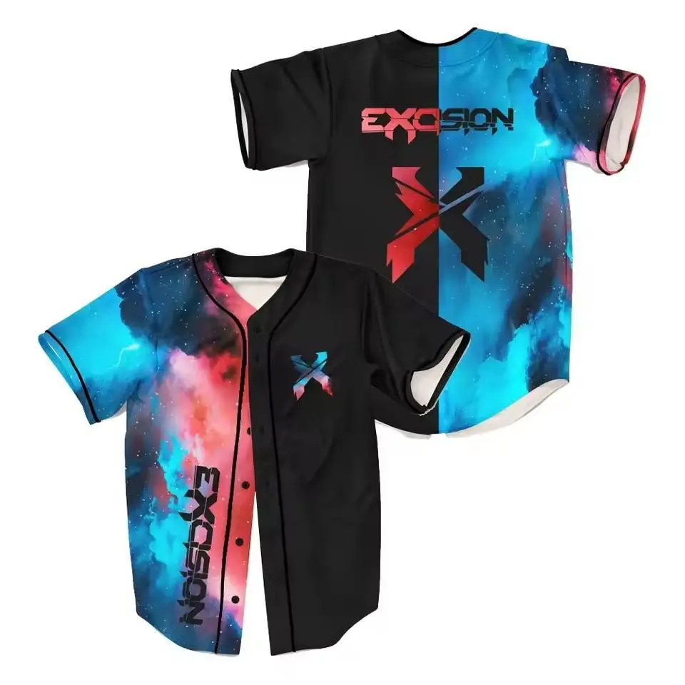 Excision Galactic Split Rave V-Neck Baseball Jersey Shirt