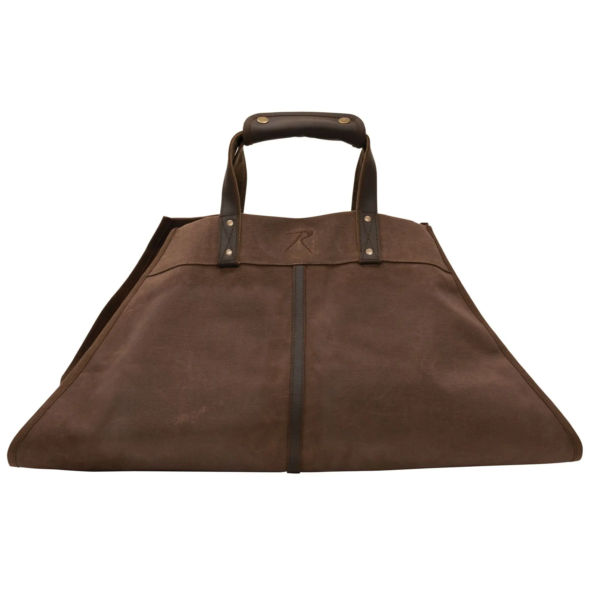 Waxed Canvas Log Carrier, Heavy-Duty Firewood Tote with Reinforced Leather Handles, Water-Resistant Camping Gear for Indoor Fireplaces, Heavyweight, Secure Hold