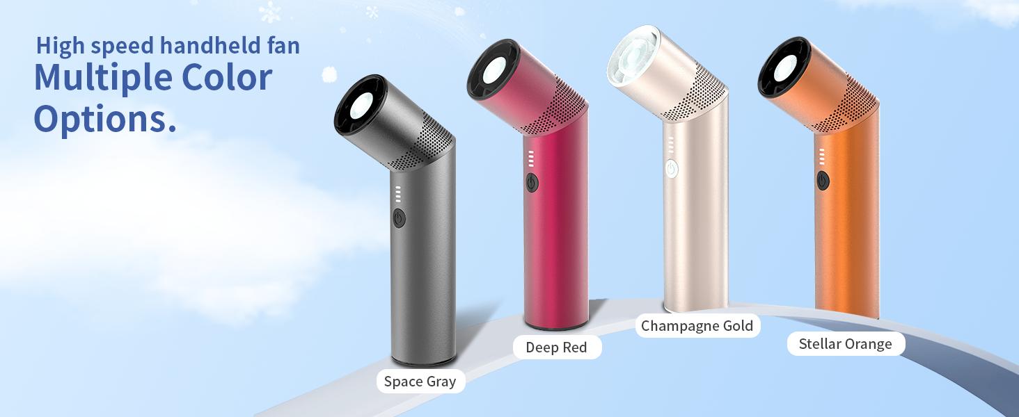 2-in-1 Lithium Ion USB-C Recharge High Velocity Handheld Pocket Fan - Cylindrical Eco-Friendly Magnetic Metal Fan, Built-in LED Light, 8 Speeds, 10H Runtime, 19000 RPM Turbo Boost, Rotatable Head, Lightweight, Stay Cool for Hiking (Deep Black), Outdoor Ac