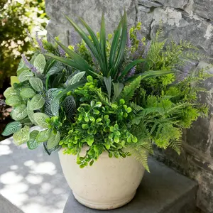 Outdoor Faux Plants UV Resistant - 12 Bouquets Realistic Artificial Eucalyptus Fern Lavender Greenery for Patio Garden Front Porch Decor Weatherproof Fake Plants for Outside 2026 new