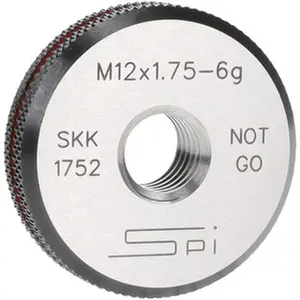 SPI Threaded Ring Gage - M12 x 1.75 Metric Thread, Class 6G No Go, Oil Hardened Non-Shrinking Steel (OHNS), NPL Traceability Certification Included, 34-490-3