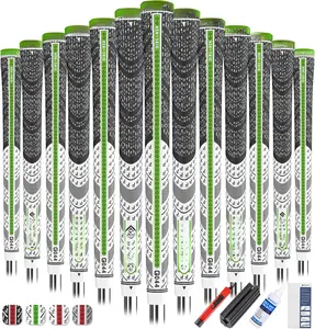 Cross Corded Natrual Rubber Golf Grips 13 Pack,  Rib Improved Control Multi-compound Hybrid Golf Club Grips with 15 count Tapes or Full Kits