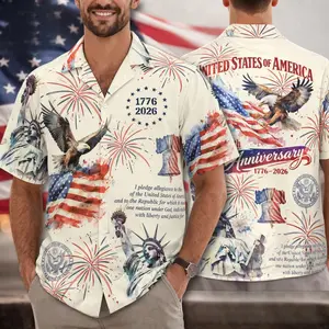 USA 1776 2026 Hawaiian Shirt, Patriotic Eagle Statue of Liberty Aloha Shirt, America 250th Anniversary Shirt, 4th of July Gift#TikTokMadeMeBuyIt#AmericanStyle#250Years#Casual Outfit#TrendyTee
