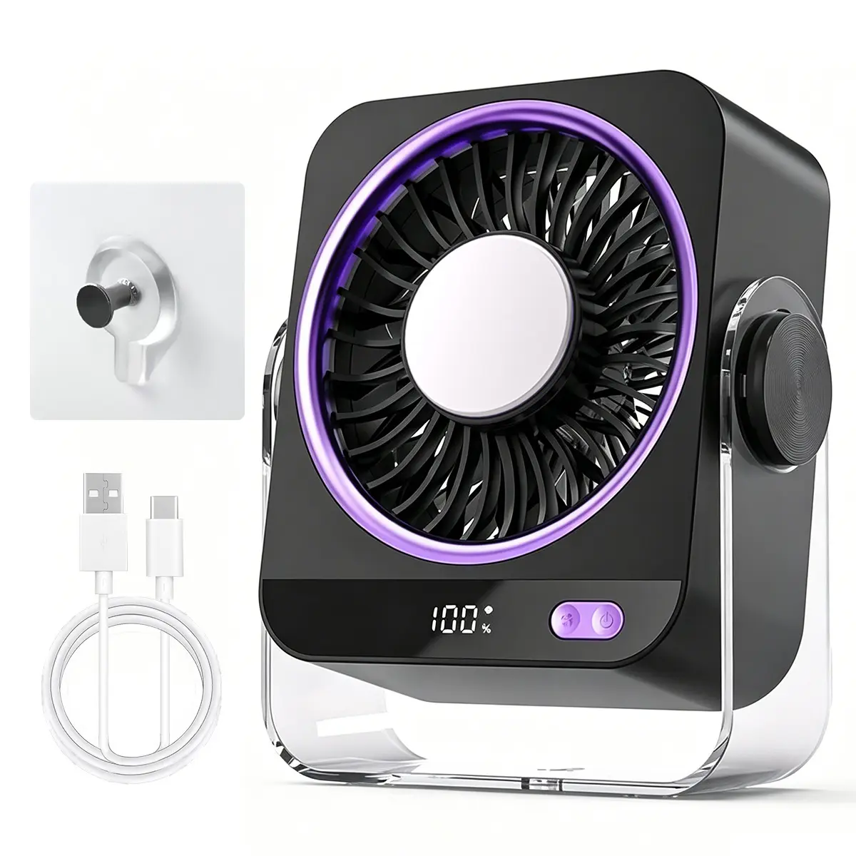 Small Portable Desk Fan Rechargeable USB Fan, 199 Speeds Digital Display Quiet Turbo Airflow Fan, 180° Tilt Personal Desktop Fan for Bedroom Office Travel Camping Cruise RV, Low Noise Dual Adjustment Modes Table Fan