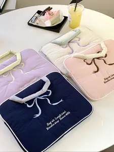 Sweet & Cute Embroidered Bow Design, Fits 11/13/15 Inch Ipads Tablets Laptops, Macbooks Airs Compatible, Portable Storage Cover, Laptop Sleeve